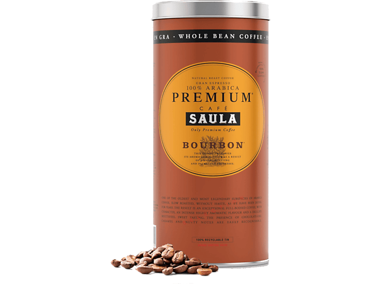Café en grano  Saula Premium Bourbon, Arábica, Frutos secos, 500 g