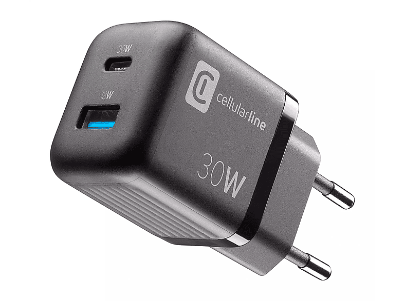 Caricabatteria Cellularline Multipower GaN 30W2 porte