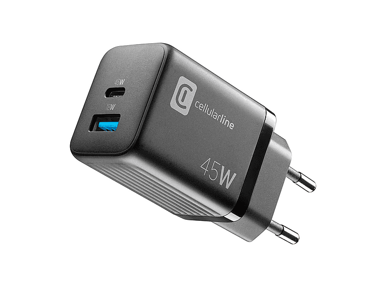 Caricabatterie Cellular Line Multipower Gan45W 2 Porte