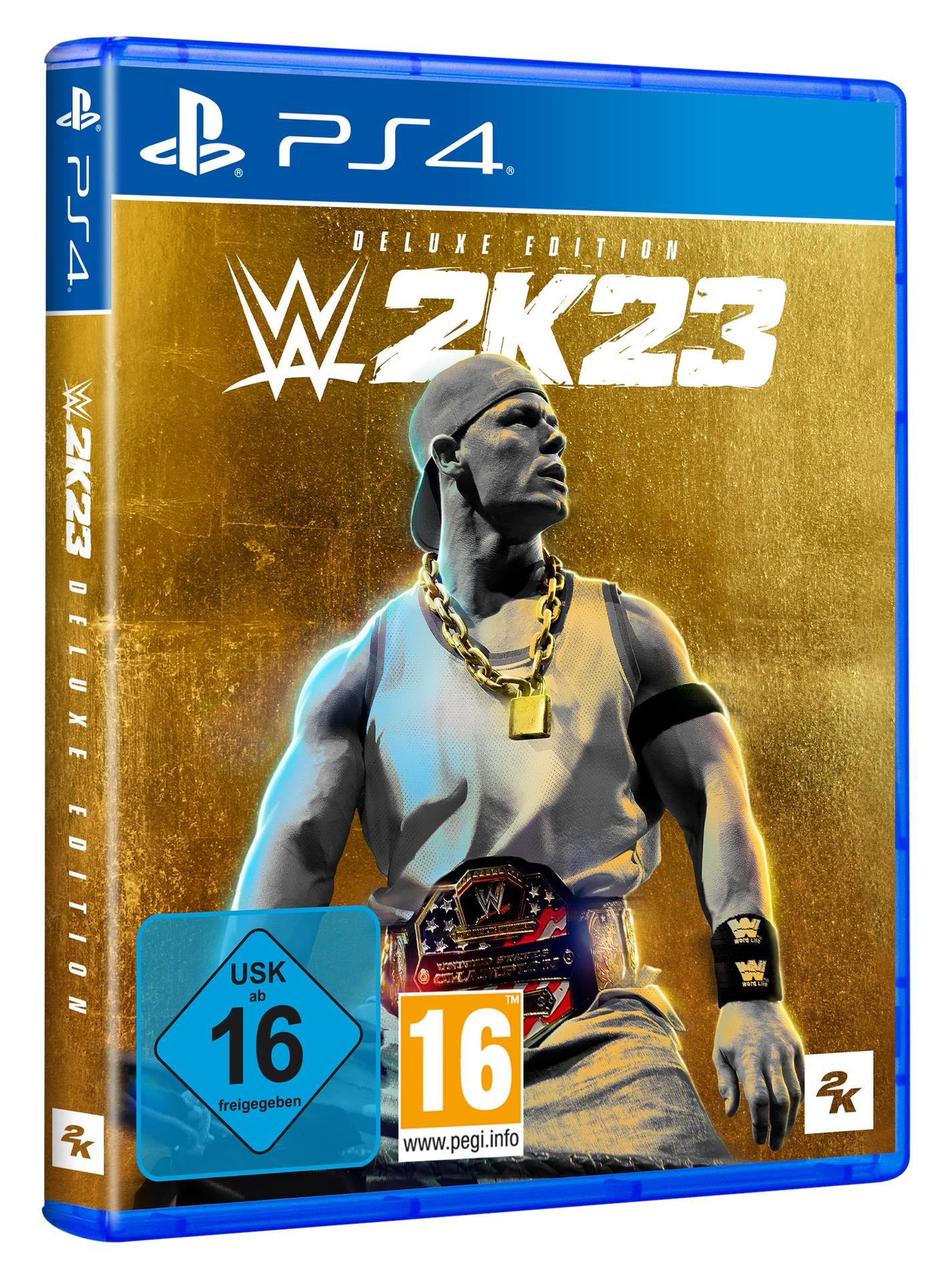 PS4-Spielcover für WWE 2K23 Deluxe Edition mit John Cena.