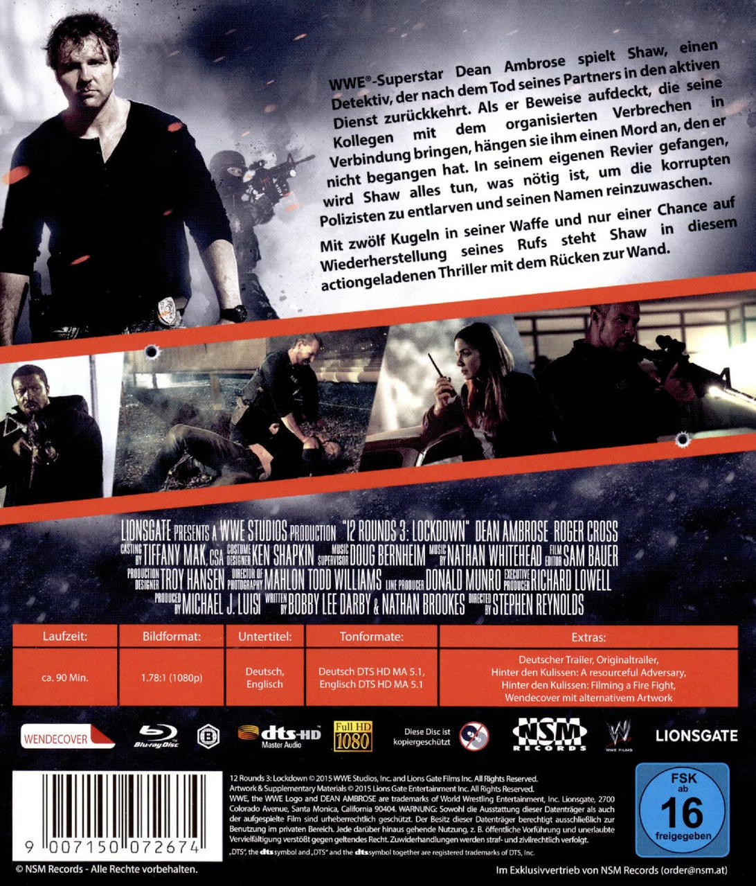 DVD-Cover für '12 Rounds 3: Lockdown' mit Schauspielern und Text auf Deutsch.