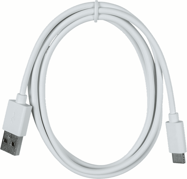 A white USB cable with connectors on a white background.