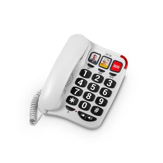 Teléfono - SPC Comfort Numbers 2, Fijo, Análogo, Para Mayores, Teclas grandes, Para audífonos, Blanco