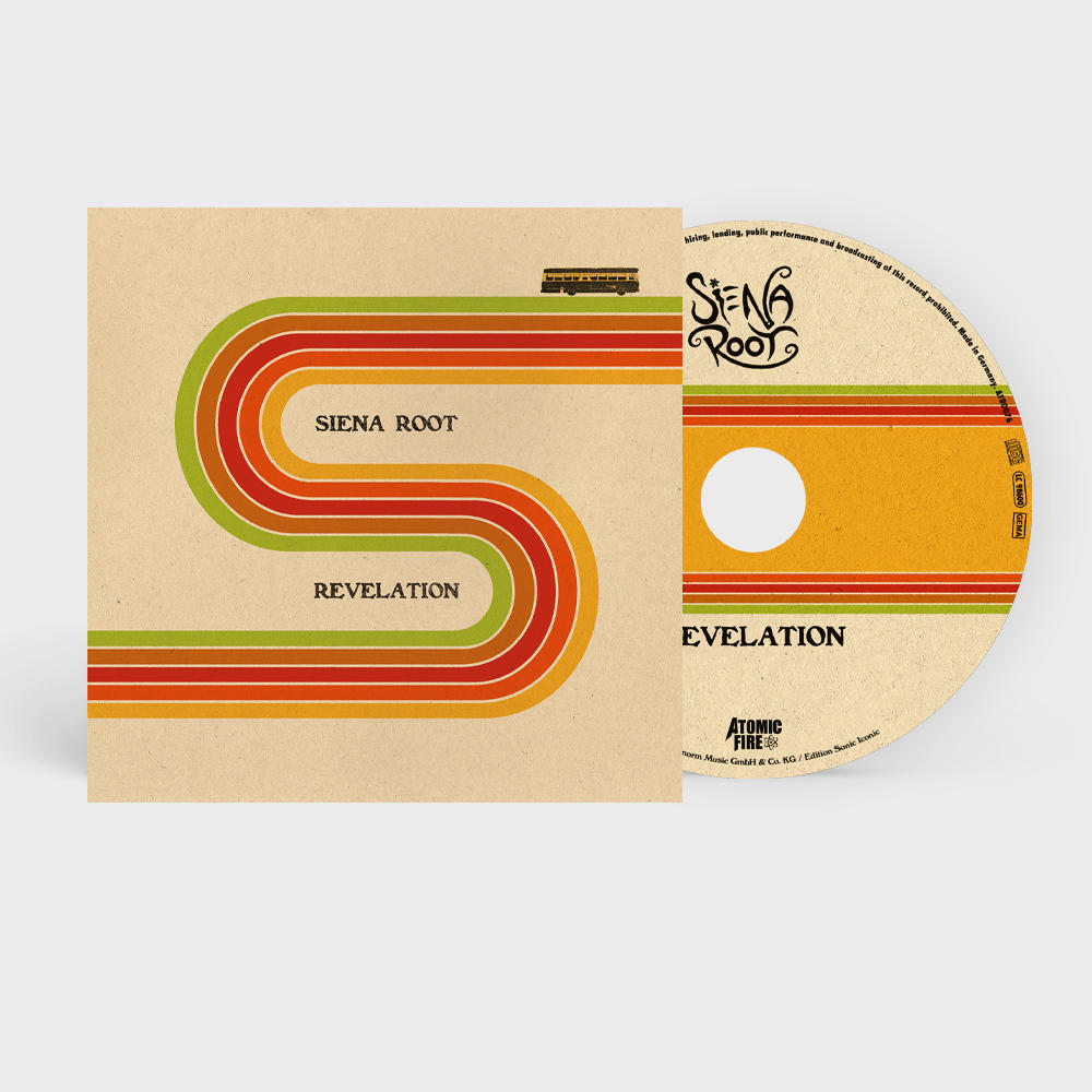 CD-Hülle mit Retro-Design, stilisiertem S und Bandnamen.