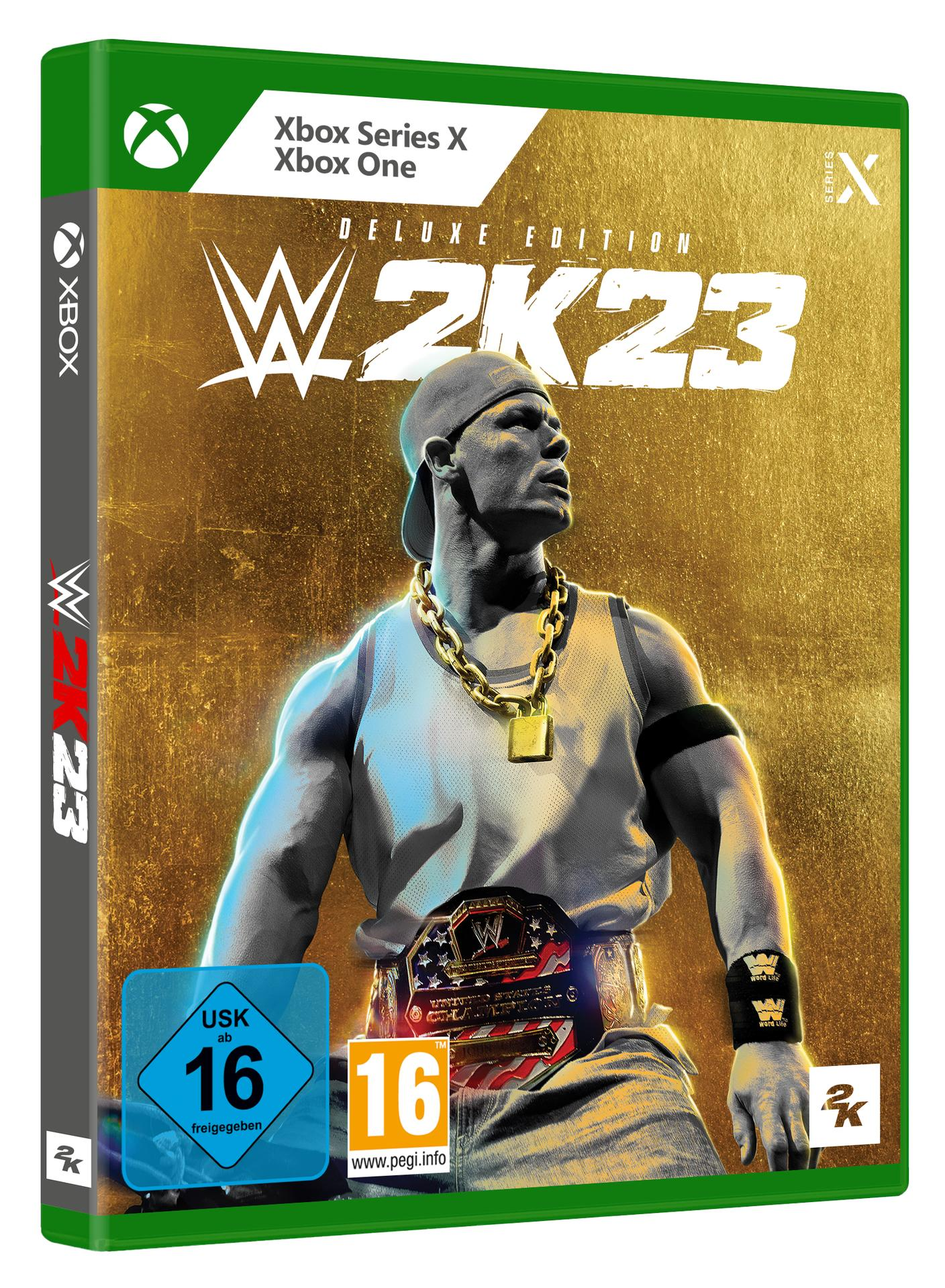 WWE 2K23 Spielbox mit John Cena auf dem Cover.
