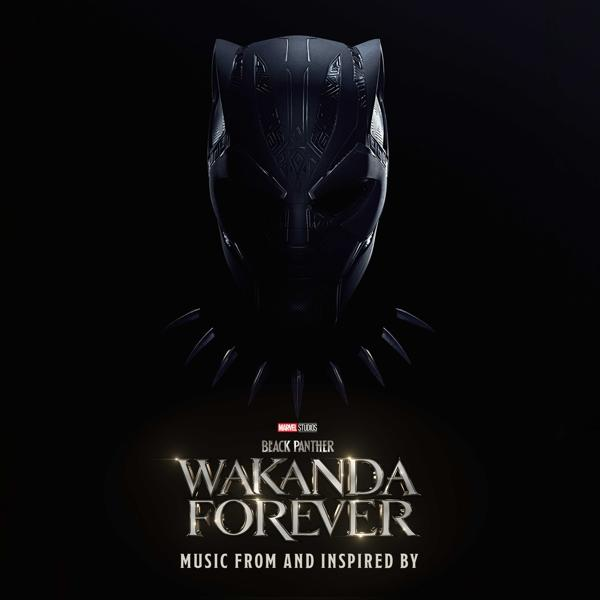 Affiche de film Black Panther avec un masque et le texte Wakanda Forever.