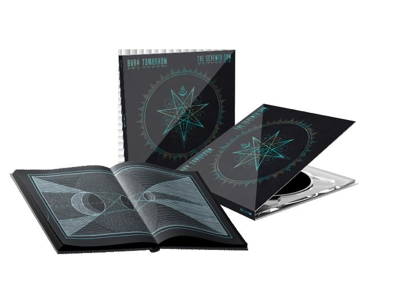 Pochette d'album avec illustration, un boîtier de CD et un livre avec illustration.