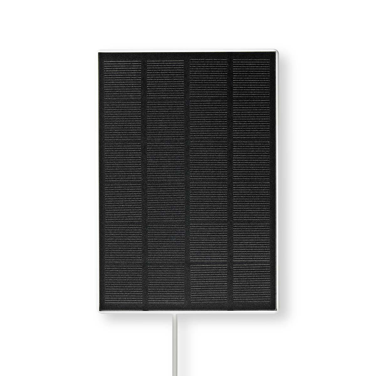Ein rechteckiges schwarzes Solarpanel mit vertikalen Linien vor weißem Hintergrund.