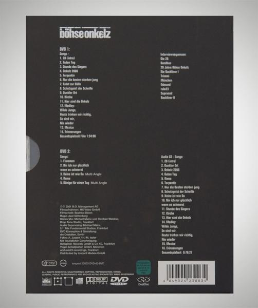 Die Rückseite einer DVD-Hülle mit Titellisten und Credits.