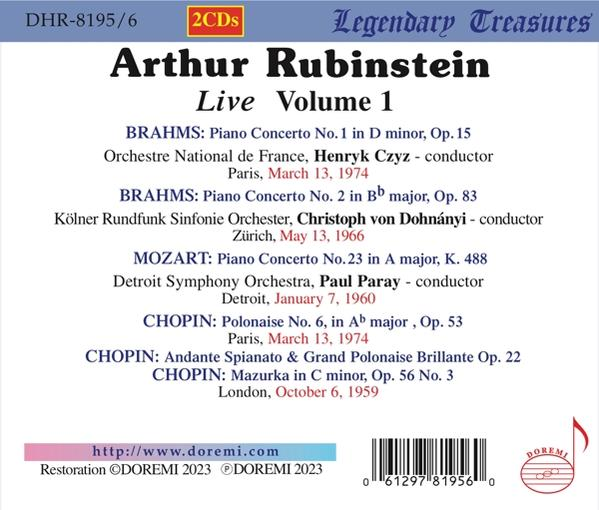 Rubinstein,Artur/Paray,Paul/von Dohnányi,Christoph - Arthur Rubinstein: Live,Vol.1  - (CD)
