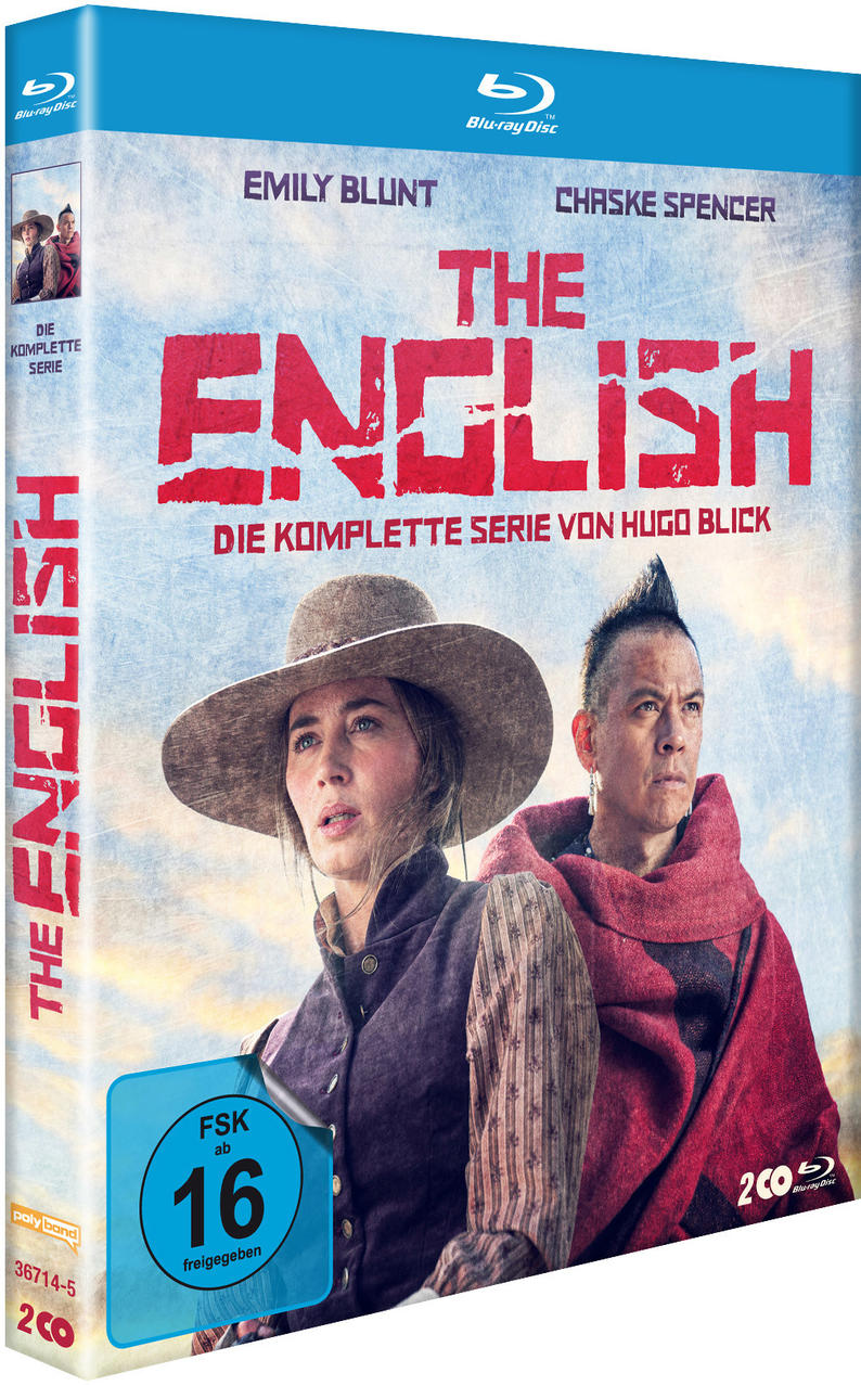 Das Cover des Films The English mit Emily Blunt und Chaske Spencer, Text auf Englisch und Deutsch.