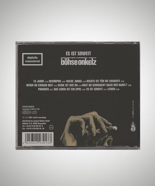 CD-Hülle mit dem Text 'ES IST SOWEIT' und einem Bild einer Hand, die eine Zigarette hält.