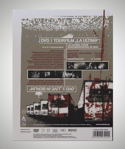 Rückseite einer DVD-Hülle mit Tour- und Live-Konzertdetails.