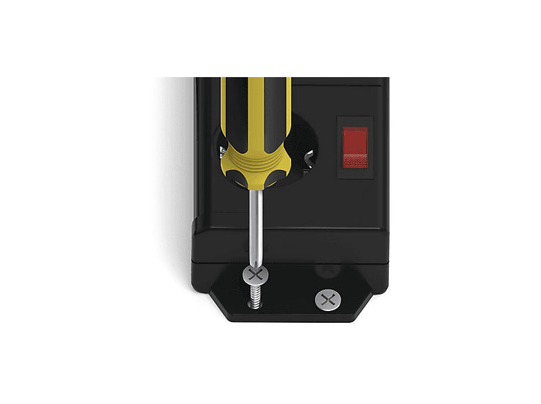 Regleta - Hama, 6 tomas, Cable de 1,4 m, 250 V, Protección contra sobretensiones, Interruptor Encendido/Apagado, Negro