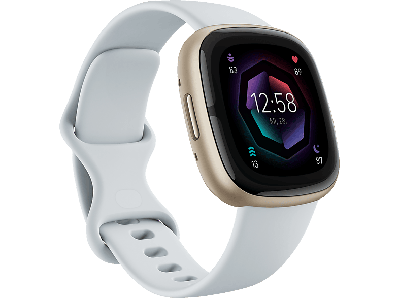 FITBIT Sense 2 Smartwatch Aluminium Elastomer, S/L, Blue Mist/Soft Gold