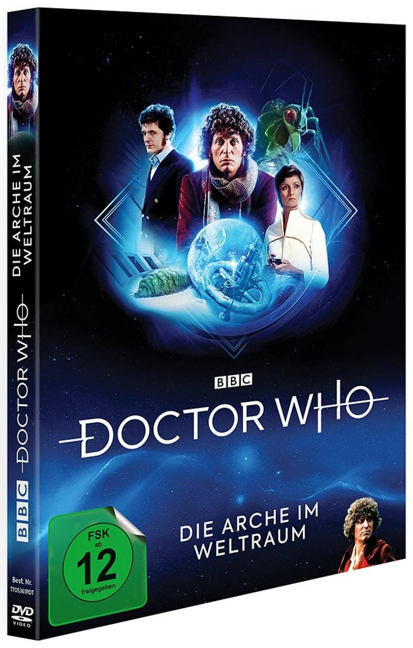DVD-Cover für Doctor Who: Die Arche im Weltraum. Enthält Bilder von Schauspielern und das Serienlogo.