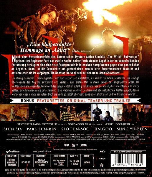 Filmcover mit deutschem Text. Personen mit Waffen. Dunkle Farben. Rückseite der DVD.