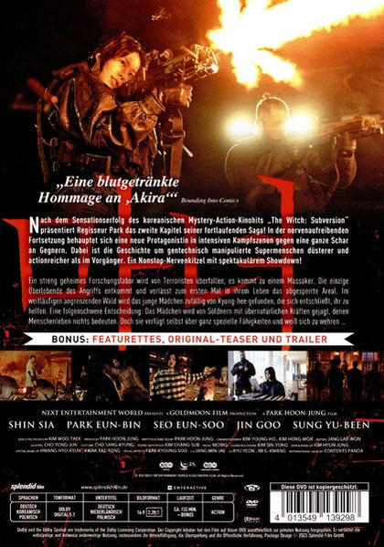 Die Rückseite einer DVD-Hülle für einen Film mit Text und Bildern.