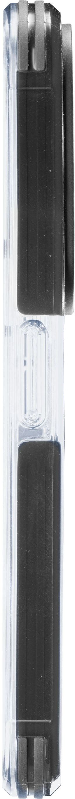 Un stylo avec un corps en plastique transparent et des composants d'encre noire.