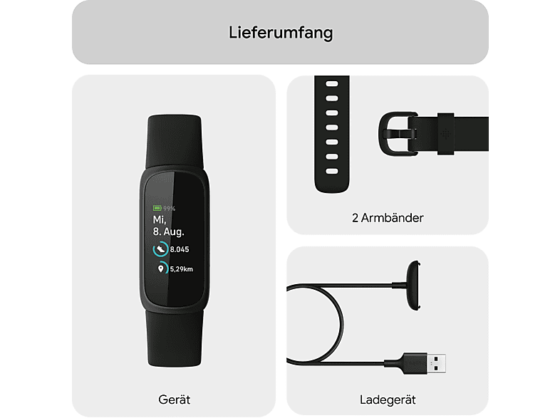 FITBIT Inspire 3, Fitness Tracker, S und L, Midnight Zen/Black