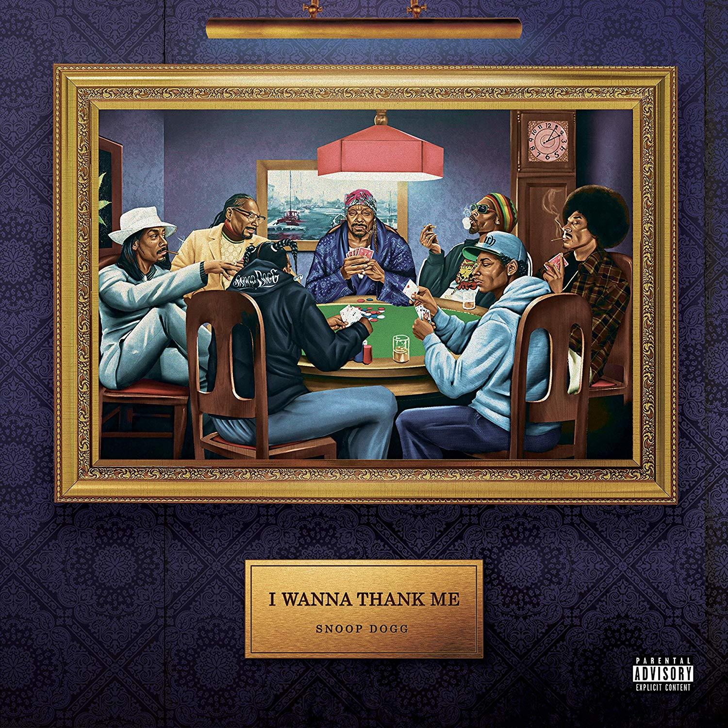 Snoop Dogg album borítója, emberek kártyáznak egy keretezett műalkotásban.