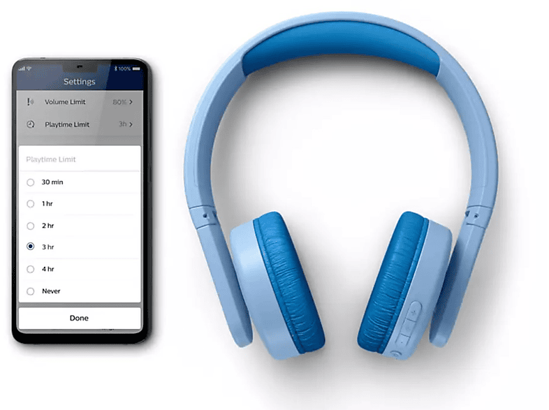 PHILIPS TAK4206BL Mikrofonlu Kablosuz Kulak Üstü Çocuk Kulaklığı Mavi_3