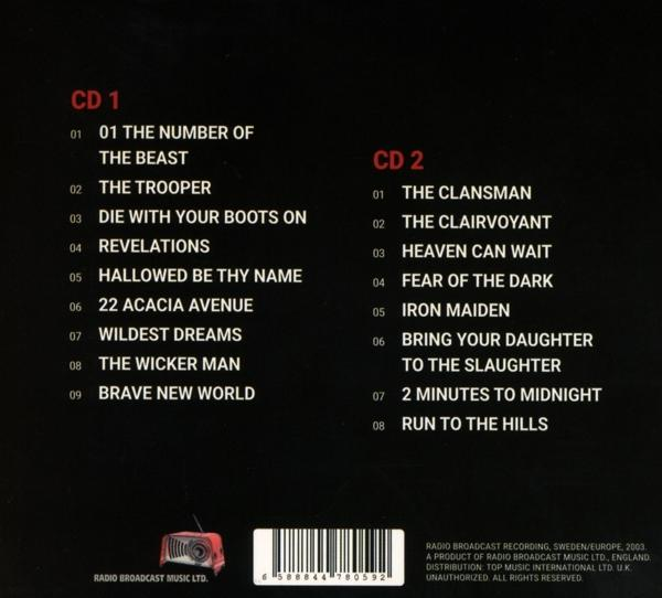 Ein schwarzes und rotes Albumcover mit Songtiteln und einem Barcode wird angezeigt.