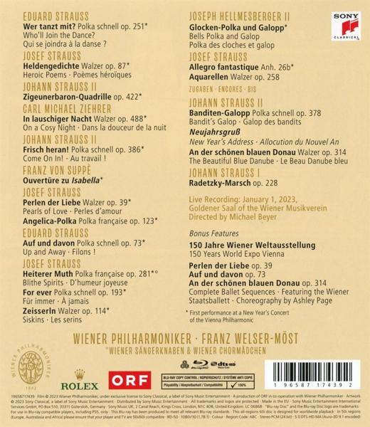 Die Rückseite einer Blu-ray Disc mit einer Musikliste und Text.