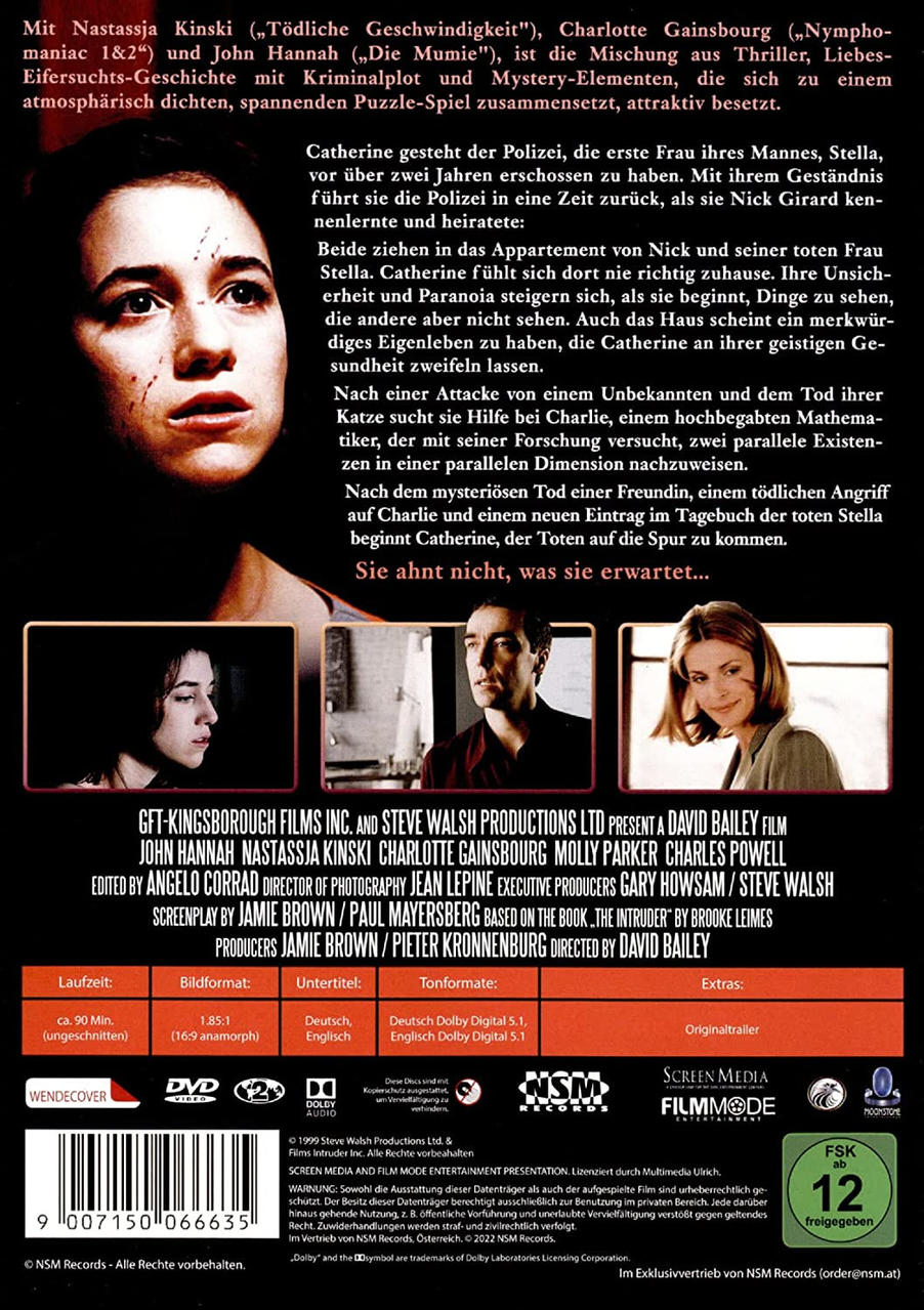 Rückseite der DVD „The Intruder“. Text und Bilder sind sichtbar.