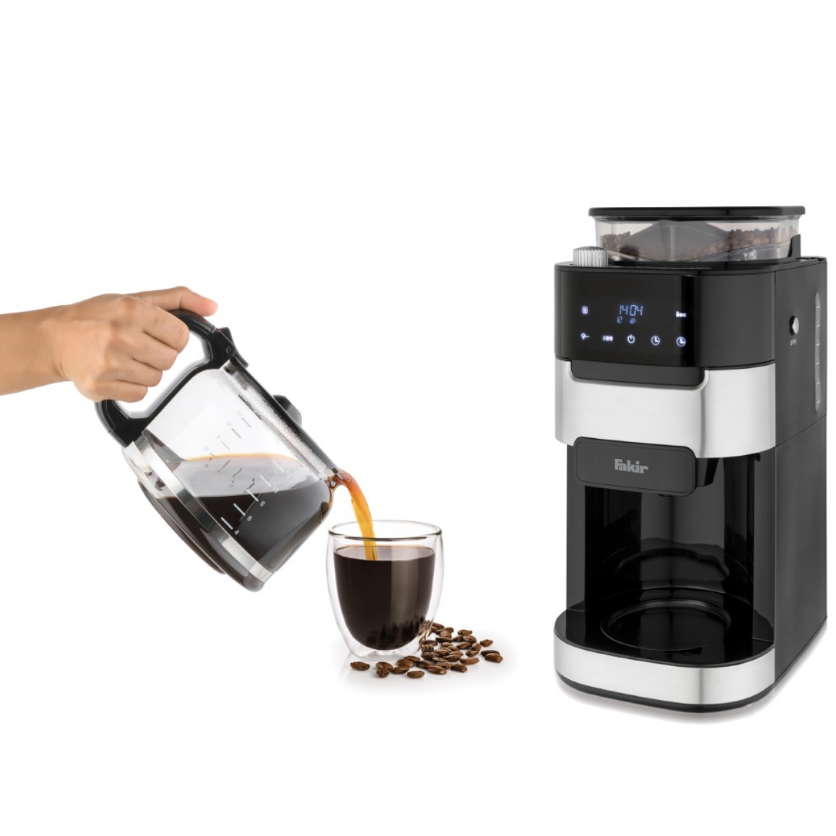 FAKIR KM6151 Öğütücülü Filtre Kahve Makinesi Siyah Gümüş