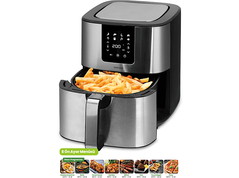 GOLDMASTER Brenda GM-7484 Air Fryer Sıcak Hava Fritözü Siyah Gümüş_1