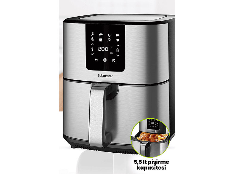 GOLDMASTER Brenda GM-7484 Air Fryer Sıcak Hava Fritözü Siyah Gümüş_4