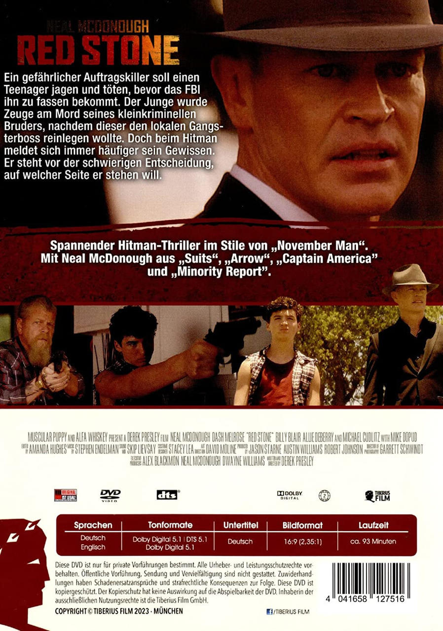 DVD-Cover mit Text, Bildern von Schauspielern und rotem Stein.