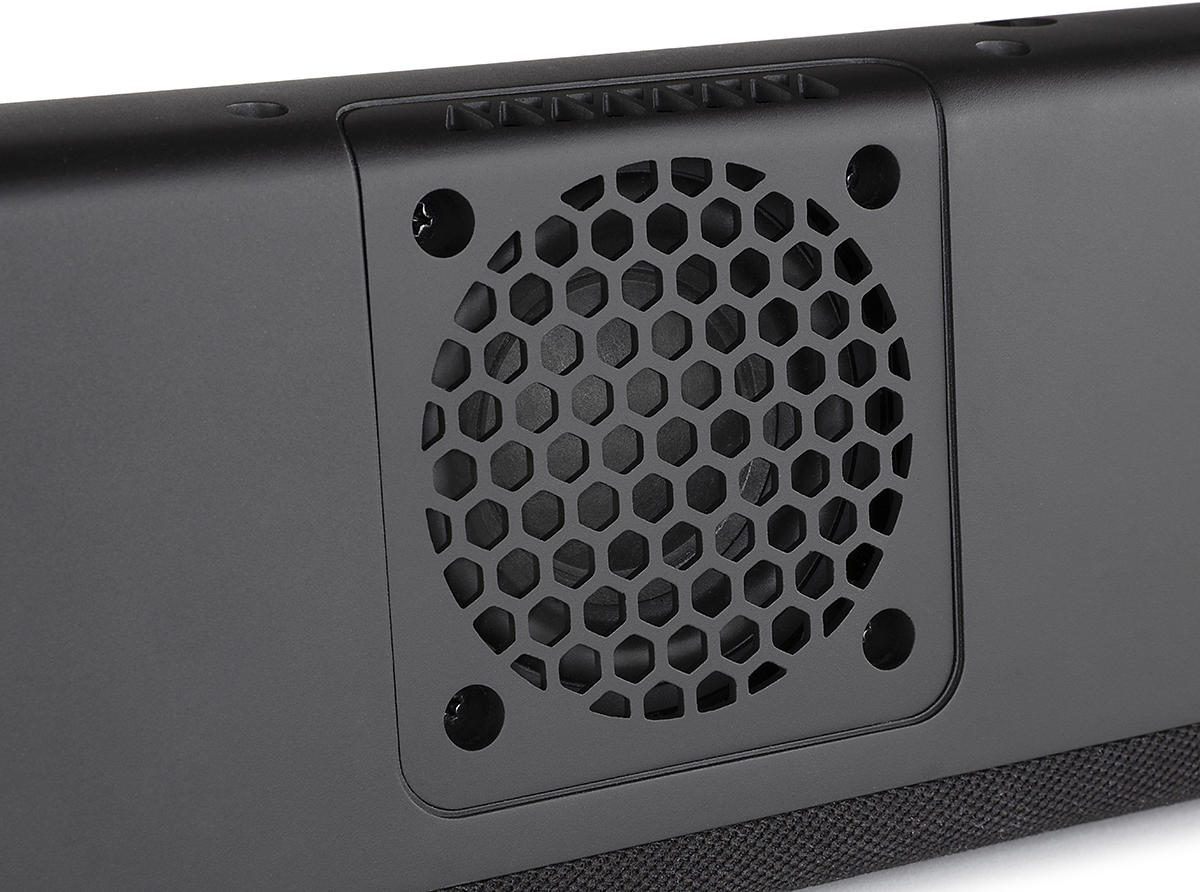 Fekete soundbar hangszórórács. Méhsejt minta, kis kerettel.