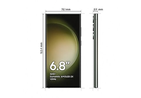 Móvil - Samsung Galaxy S23 Ultra 5G, Botanic Green, 256GB, 8GB RAM, 6.8" QHD+, Qualcomm Snapdragon 8, Gen 2 Octa-Core, 5000 mAh, Android 13