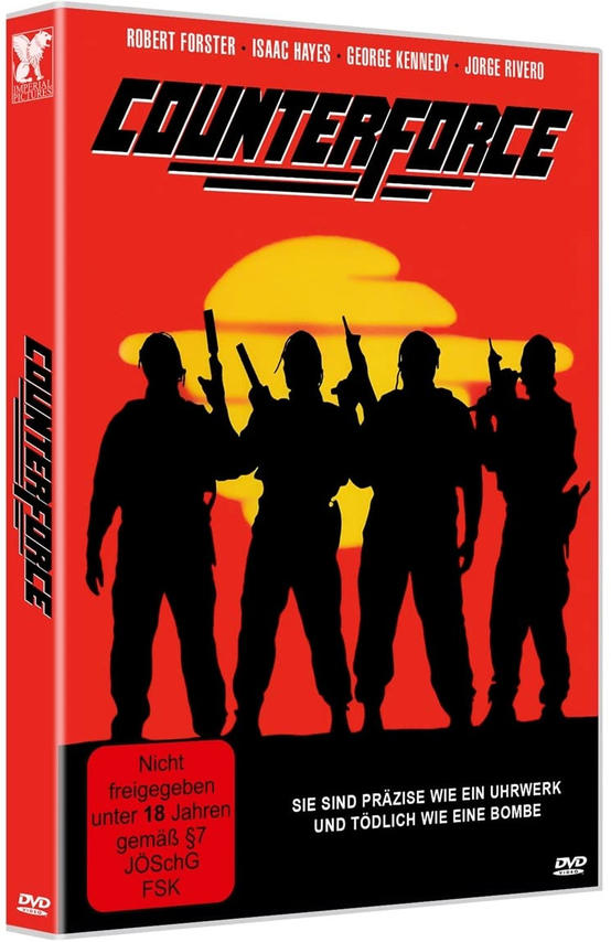 DVD-Hülle mit Filmplakat. Silhouetten bewaffneter Männer mit rotem Hintergrund.