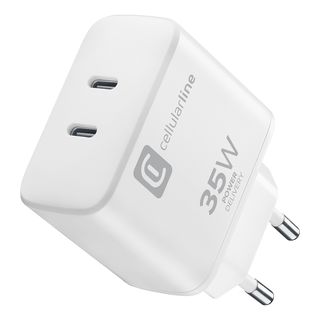 CELLULARLINE Dual Charger - Caricabatterie (Bianco)