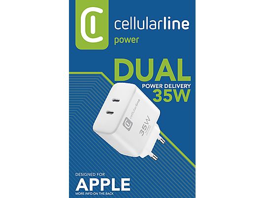 CELLULARLINE Dual Charger - Caricabatterie (Bianco)