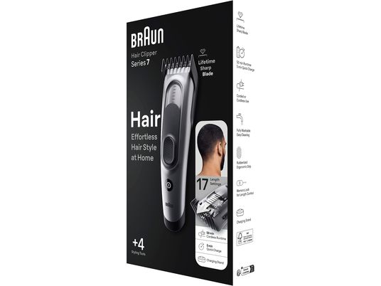 BRAUN HC7390 - Tondeuse à cheveux (Noir/Argent)