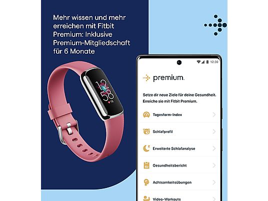 FITBIT Luxe, Fitness Tracker, S, L, Platin/Rot