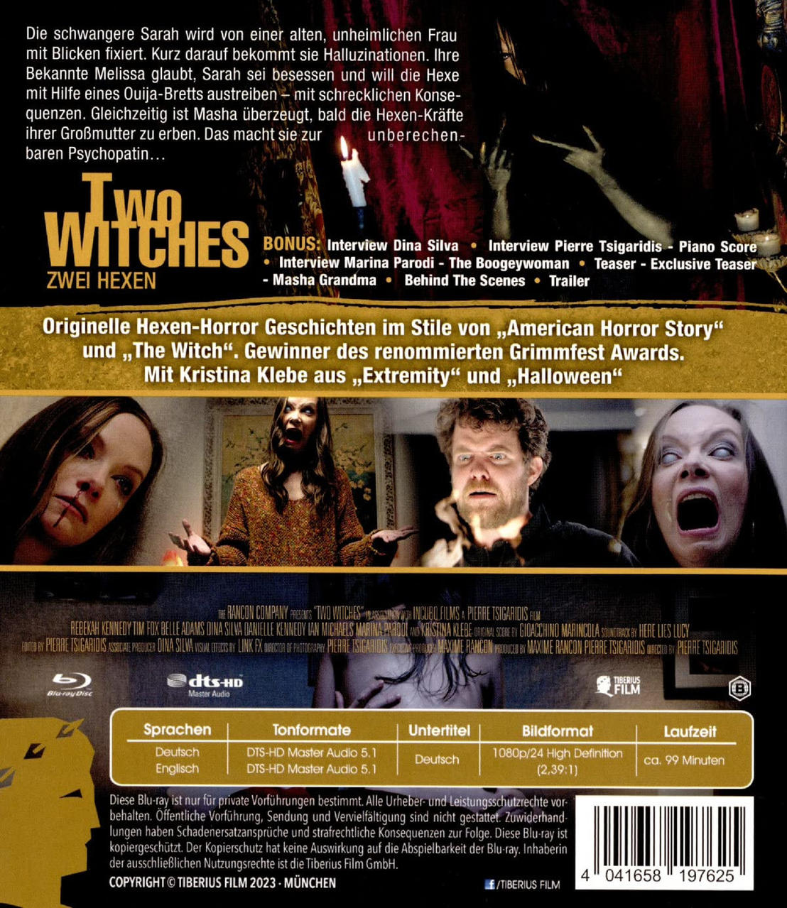 Blu-ray-Disc-Hülle mit dem Filmtitel 'Two Witches' mit Bildern von Frauen und einem Mann.