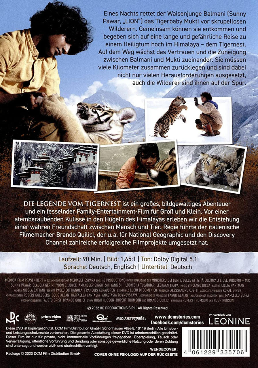 Filmposter. Ein Mann mit einem Tiger. Mehrere Szenen des Films mit Tigern und Menschen.