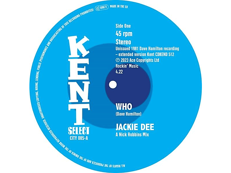 Jackie Band Who Hamilton / The Dave (Vinyl) - - Dee (7inch)