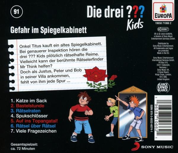 Rückseite einer CD-Hülle mit Text und Cartoon-Bildern.