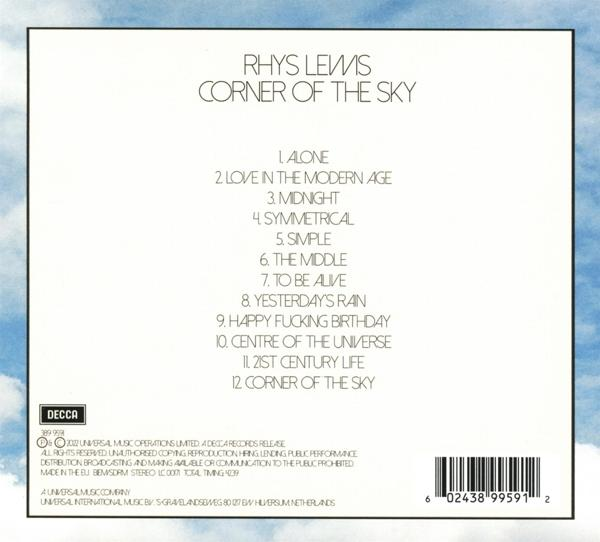 CD-Cover mit blauem Himmel und Text, der die Titelnamen auflistet.