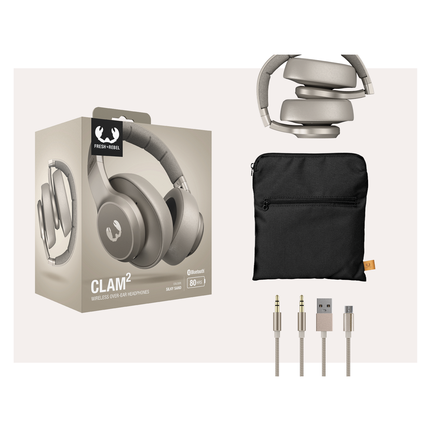 FRESH 'N REBEL Clam 2 - Silky Sand Over-ear Hoofdtelefoon Beige