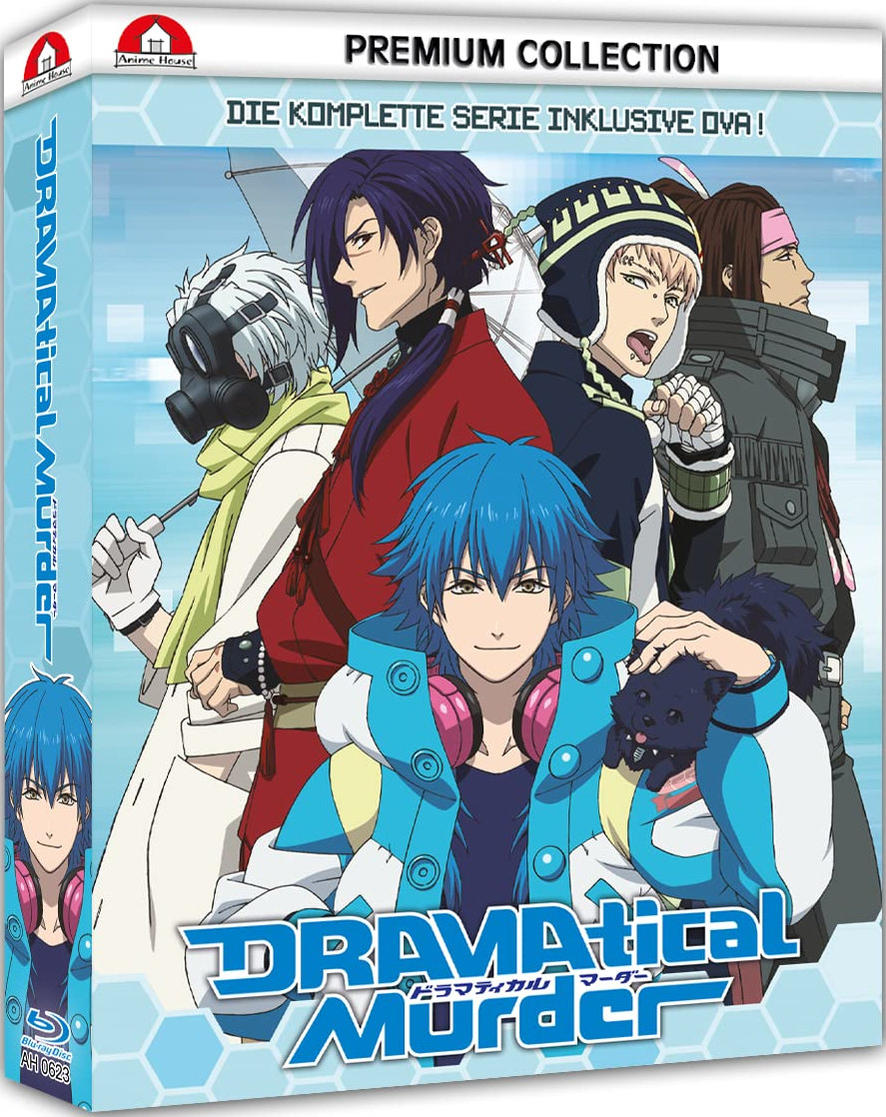Anime-Box-Art. Fünf Anime-Figuren stehen vor blauem Himmel, Text darunter.