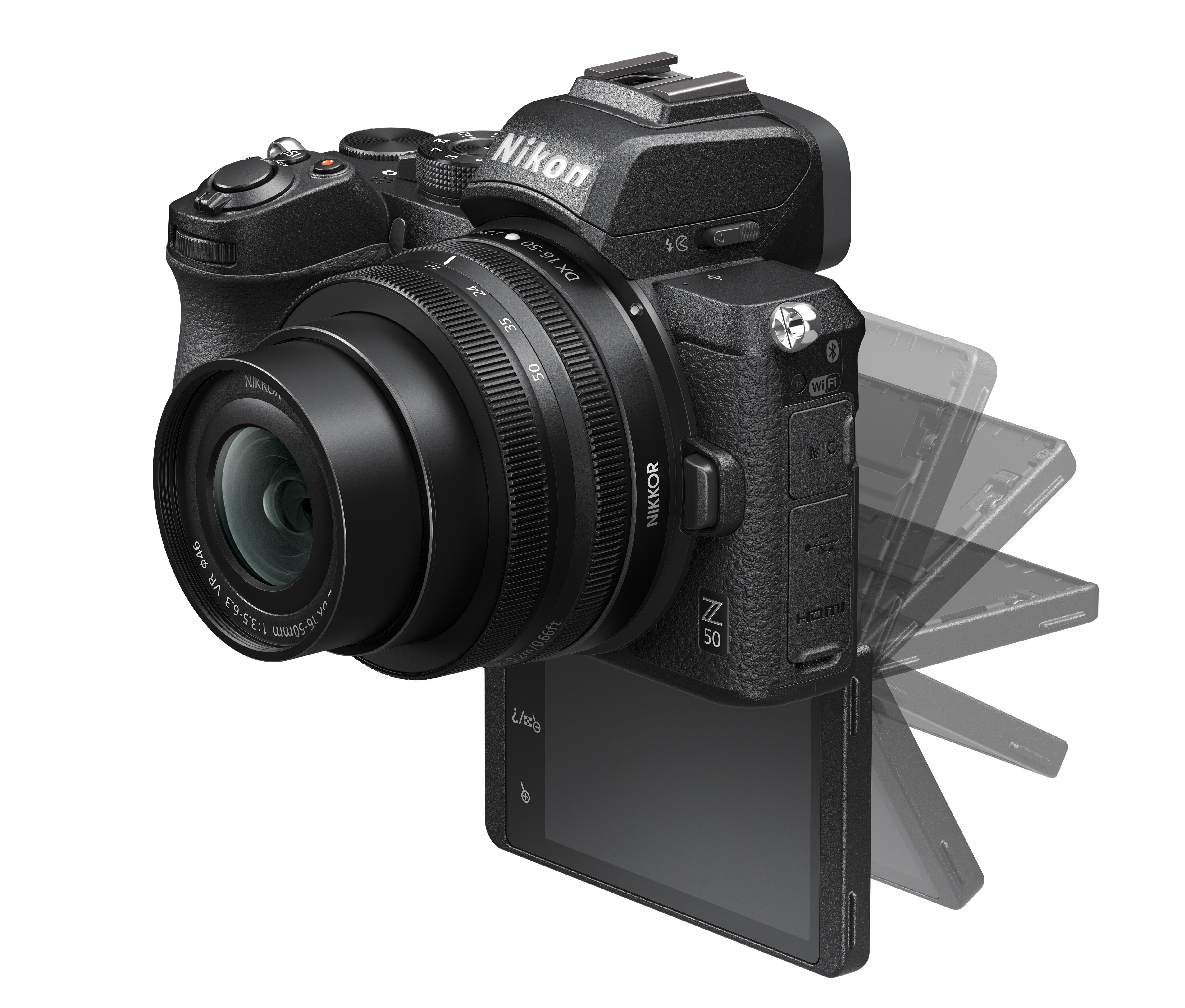 NIKON Z 50 Kit Systemkamera 16-50 mit WLAN cm 8 Touchscreen, mm, Objektiv Display