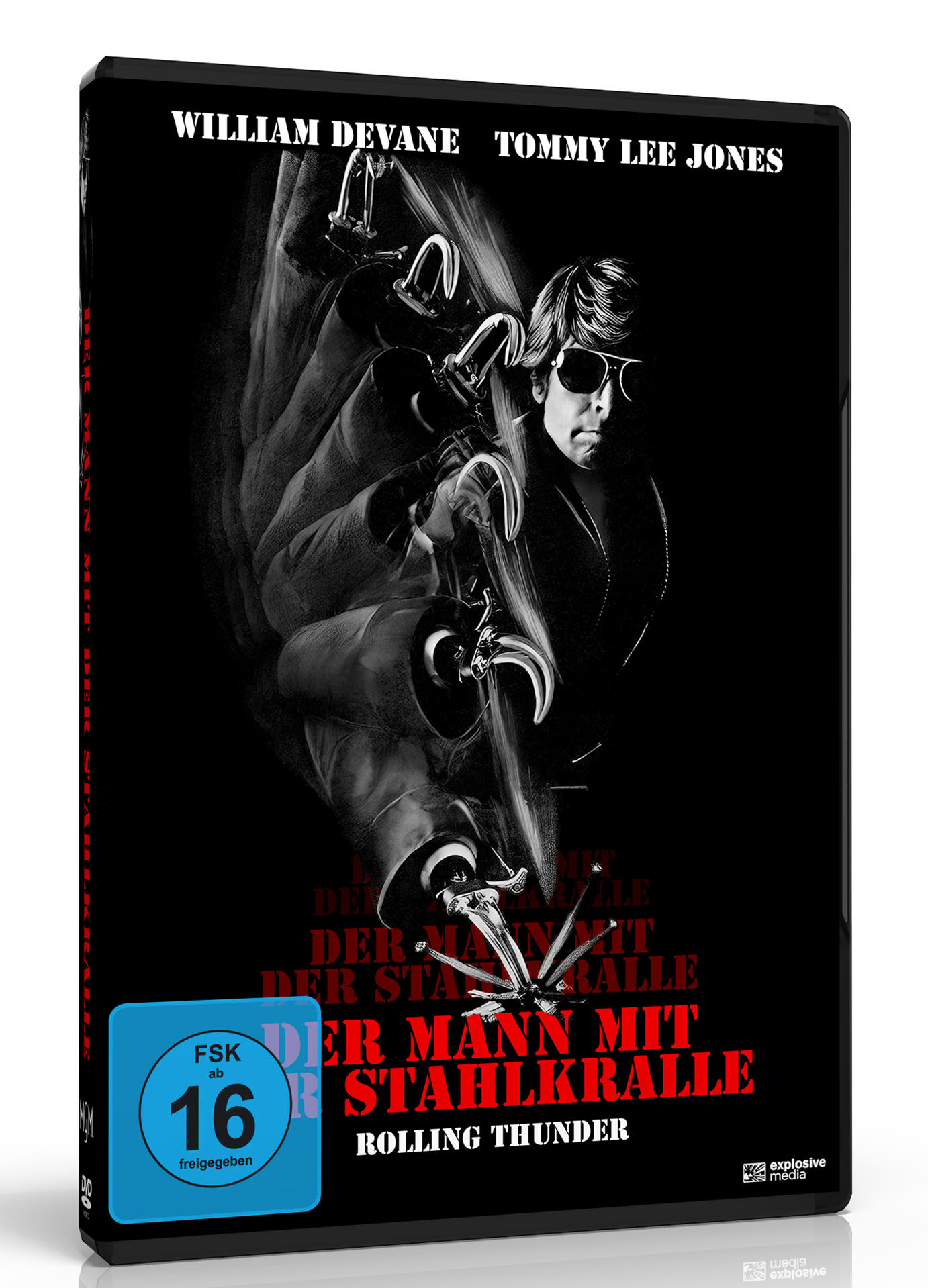 DVD-Cover eines Films mit Schwarz-Weiß-Bildern. Der Titel ist rot.