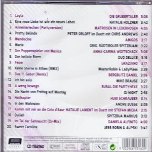 CD-Cover mit einer Titelliste von Songs mit Titeln und Künstlern. Das Cover hat ein lila und weißes Design.